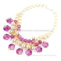 Purple Acrylic and Alloy Beads Necklaces with Chunky Chains, Suitable for Skirts and T-shirts